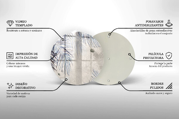 Tocător din sticlă Frunze subtile