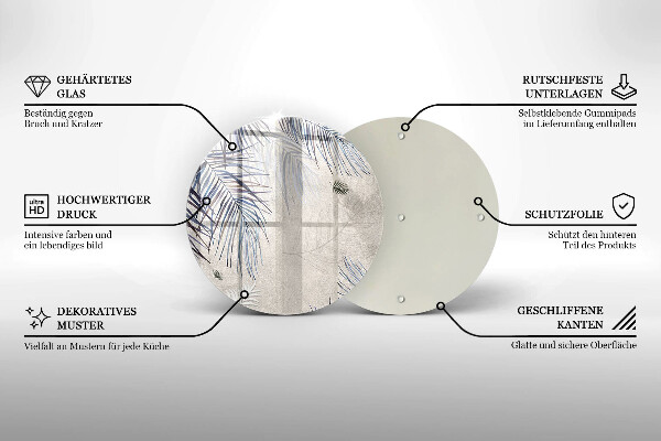 Tocător din sticlă Frunze subtile