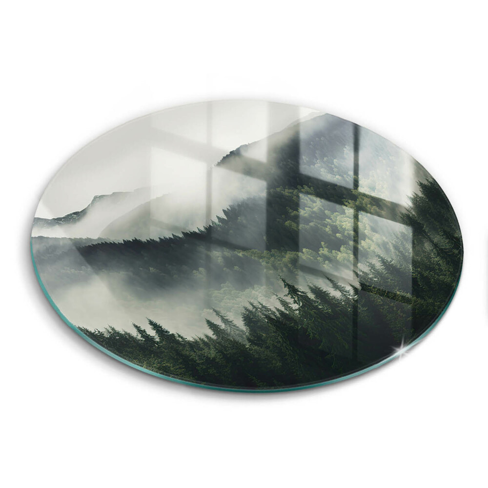 Tocător din sticlă Peisaj de pădure și ceață