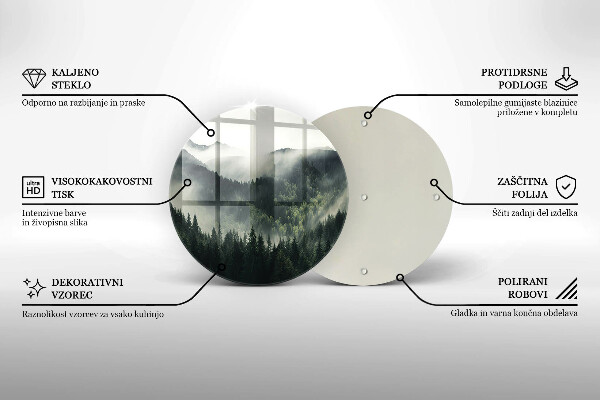 Tocător din sticlă Peisaj de pădure și ceață