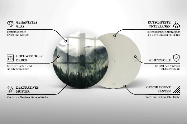 Tocător din sticlă Peisaj de pădure și ceață