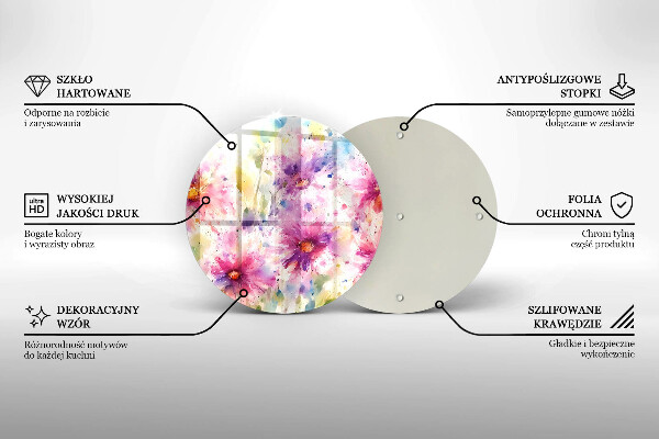 Tocător din sticlă Flori pictate