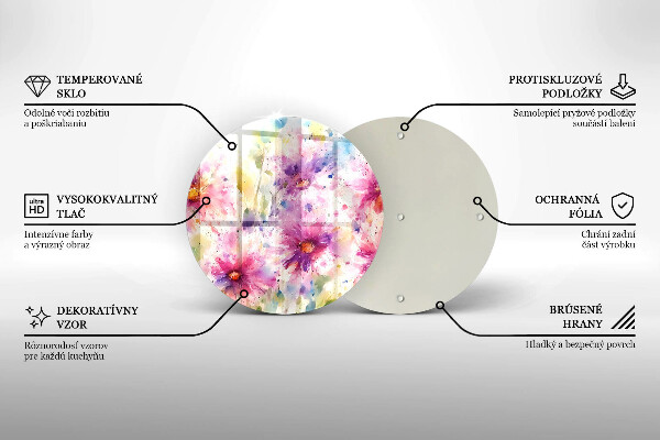 Tocător din sticlă Flori pictate