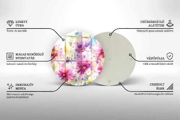 Tocător din sticlă Flori pictate