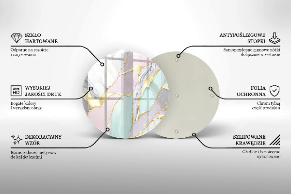 Tocător din sticlă Marmură pastel