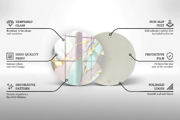 Tocător din sticlă Marmură pastel