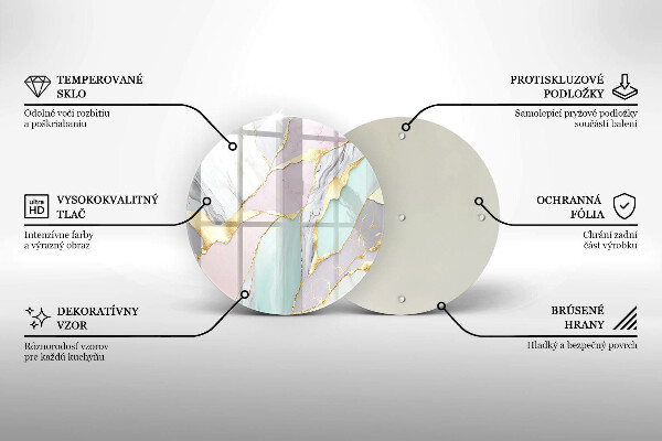 Tocător din sticlă Marmură pastel