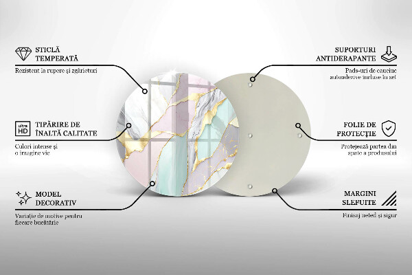 Tocător din sticlă Marmură pastel
