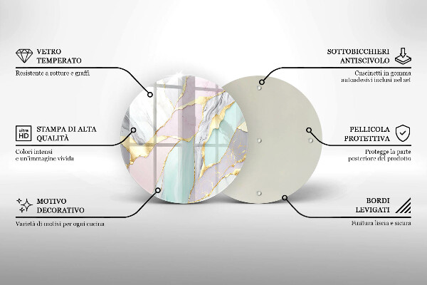 Tocător din sticlă Marmură pastel