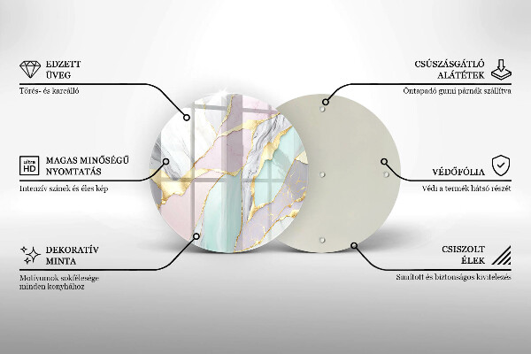 Tocător din sticlă Marmură pastel