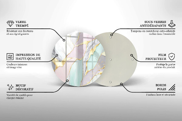 Tocător din sticlă Marmură pastel