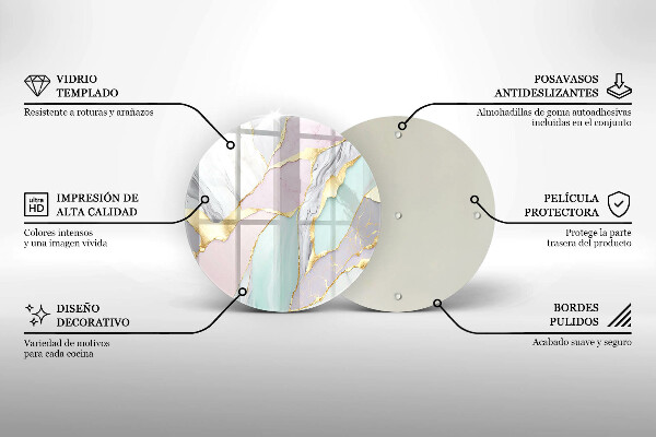 Tocător din sticlă Marmură pastel