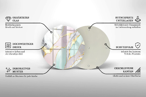 Tocător din sticlă Marmură pastel