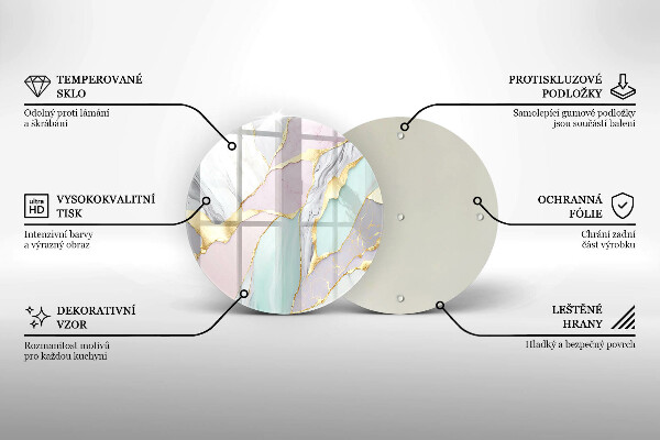 Tocător din sticlă Marmură pastel