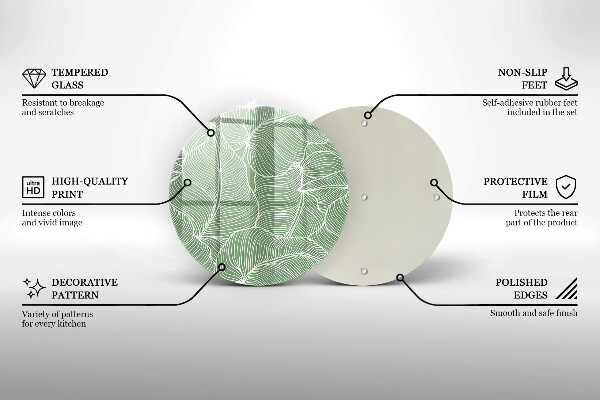 Tocător din sticlă Frunze liniare