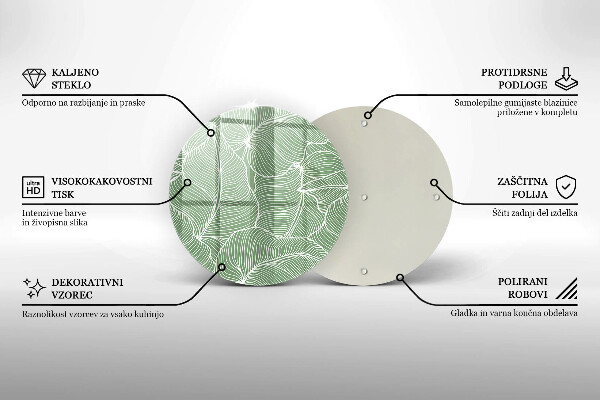 Tocător din sticlă Frunze liniare