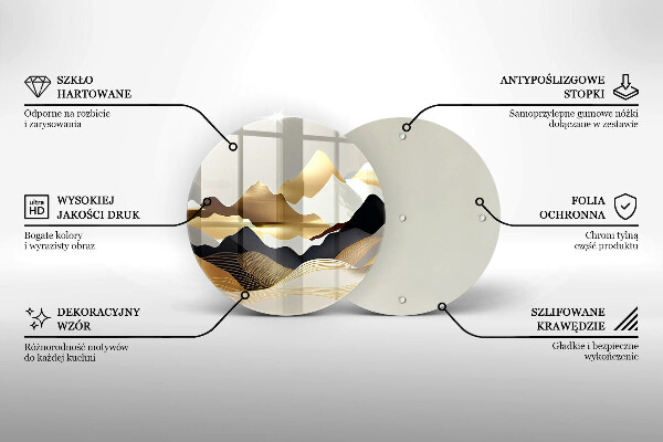 Tocător din sticlă Munți de aur abstracti