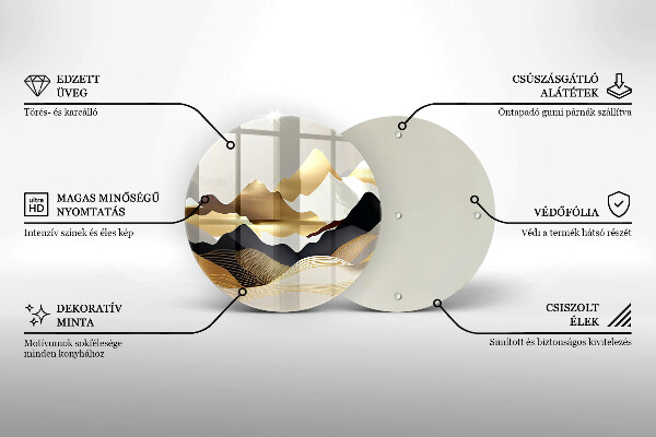 Tocător din sticlă Munți de aur abstracti