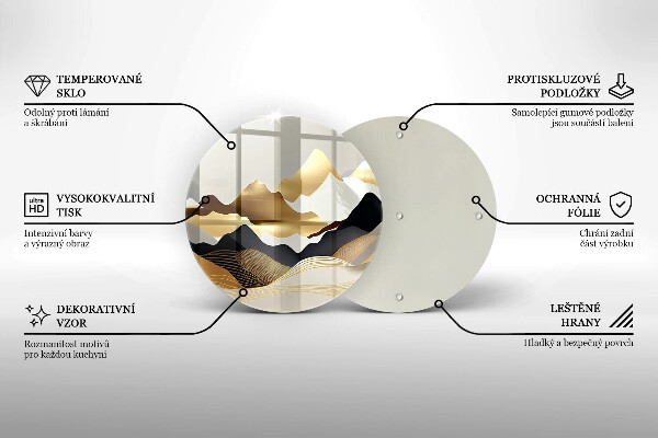Tocător din sticlă Munți de aur abstracti