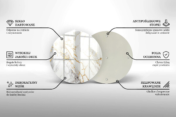 Tocător din sticlă Marmură ușoară cu aur