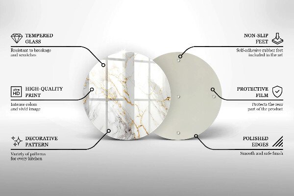 Tocător din sticlă Marmură ușoară cu aur