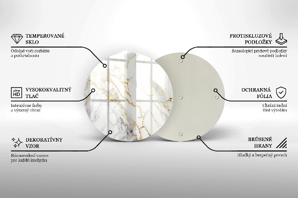 Tocător din sticlă Marmură ușoară cu aur