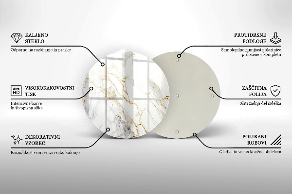 Tocător din sticlă Marmură ușoară cu aur