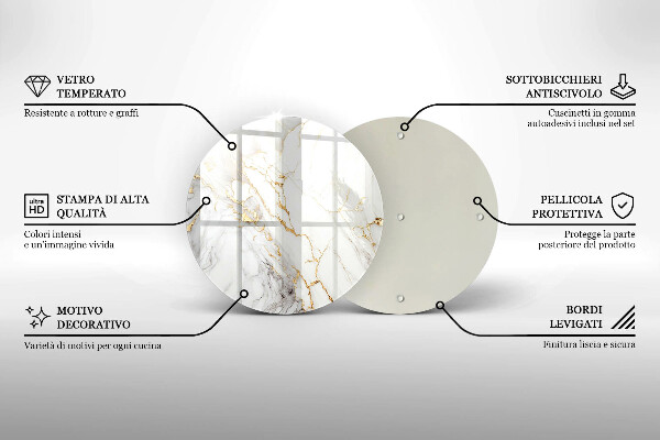 Tocător din sticlă Marmură ușoară cu aur