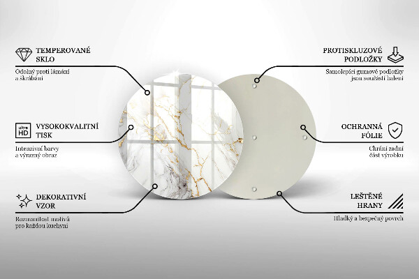 Tocător din sticlă Marmură ușoară cu aur