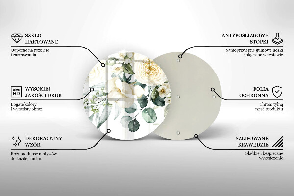 Tocător din sticlă Acuarelă flori
