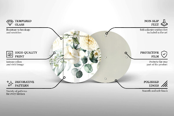 Tocător din sticlă Acuarelă flori