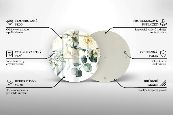 Tocător din sticlă Acuarelă flori