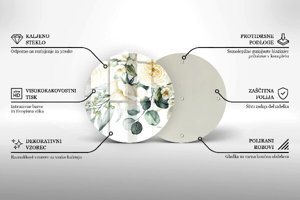 Tocător din sticlă Acuarelă flori