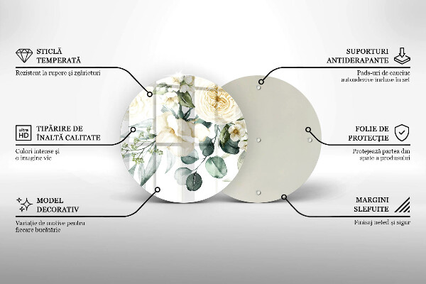 Tocător din sticlă Acuarelă flori