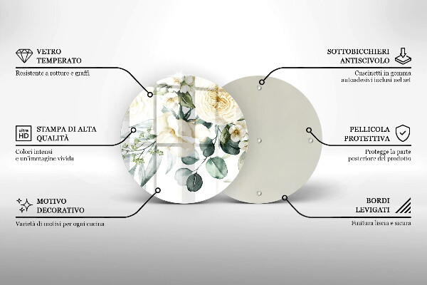Tocător din sticlă Acuarelă flori