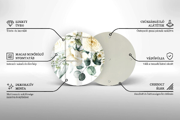 Tocător din sticlă Acuarelă flori