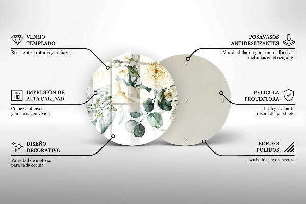 Tocător din sticlă Acuarelă flori