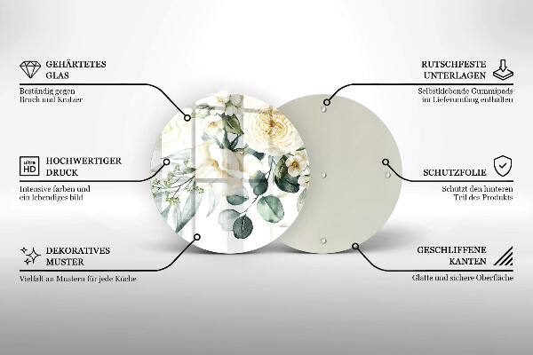 Tocător din sticlă Acuarelă flori