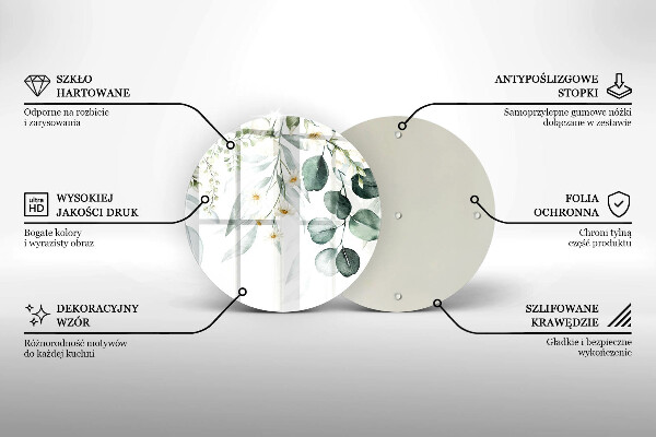 Tocător din sticlă Plante acuarela