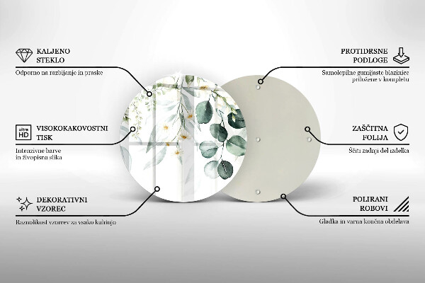 Tocător din sticlă Plante acuarela