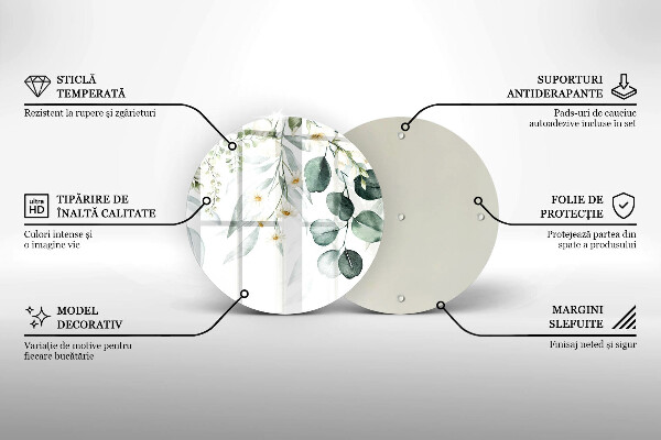 Tocător din sticlă Plante acuarela