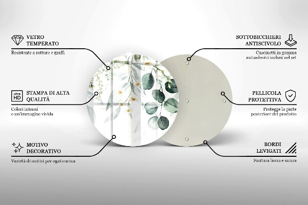 Tocător din sticlă Plante acuarela