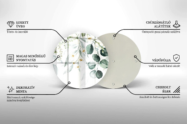 Tocător din sticlă Plante acuarela