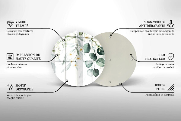 Tocător din sticlă Plante acuarela
