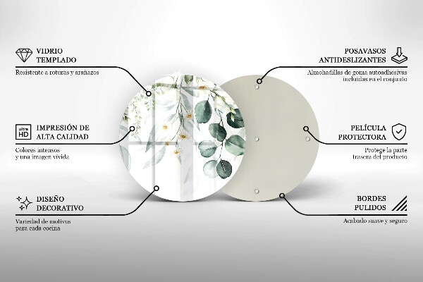 Tocător din sticlă Plante acuarela