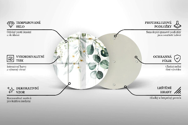 Tocător din sticlă Plante acuarela