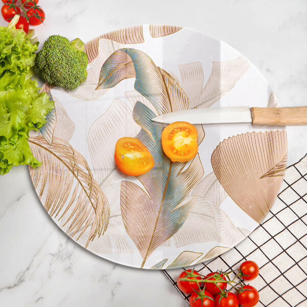 Tocător din sticlă Pene și frunze Boho