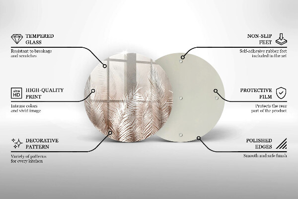 Tocător din sticlă Frunze de vegetație boho