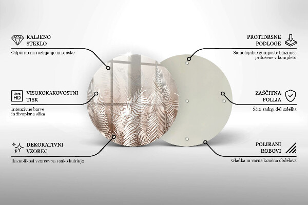 Tocător din sticlă Frunze de vegetație boho