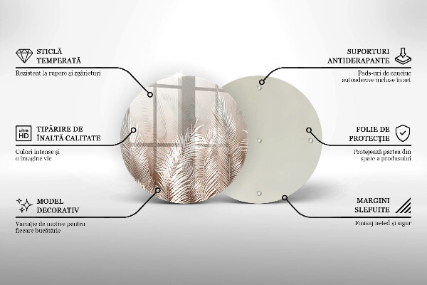 Tocător din sticlă Frunze de vegetație boho